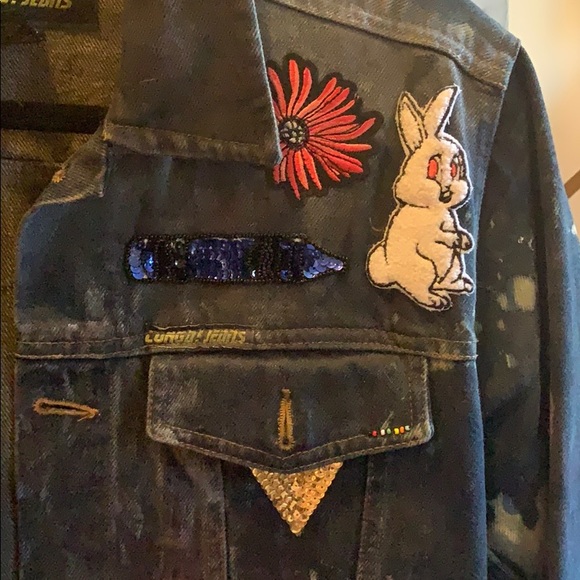 Vintage hand embellished Congo Jeans denim jacket - Picture 4 of 8